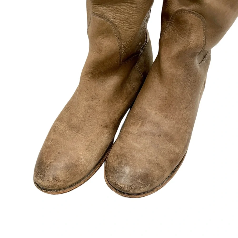 Frye Paige Tall Riding Grey Burnished Antiqued Leather Boots